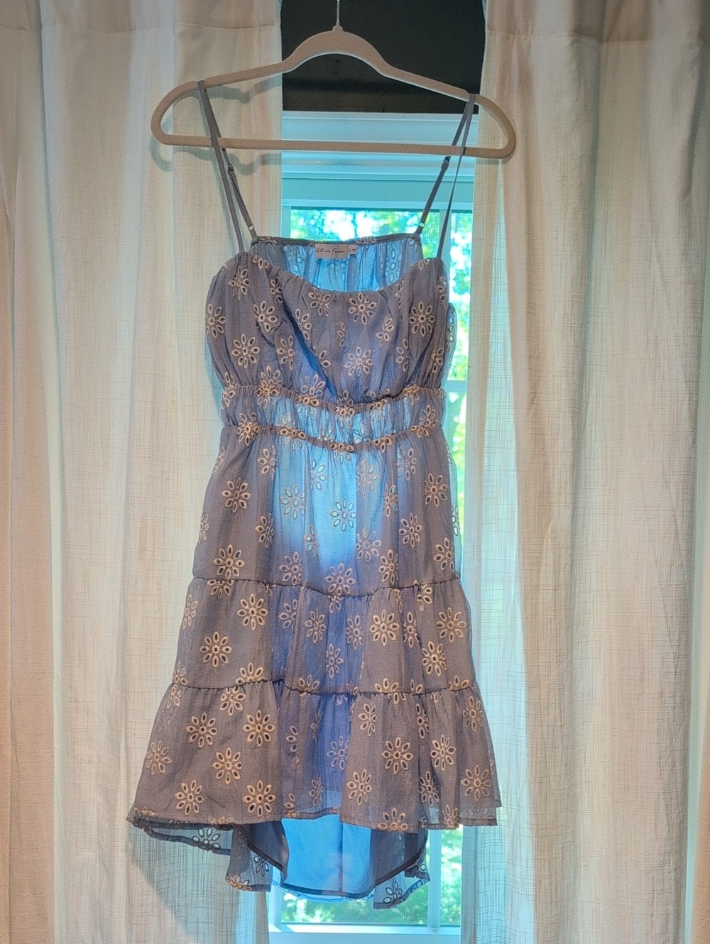 All in Favor Light Blue Eyelet Dress